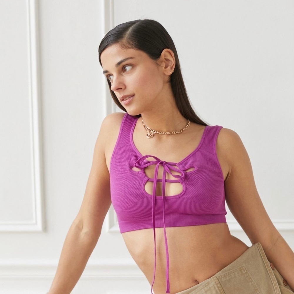 Out From Under Bra Top Marina Pique Seamless XS/S Fuchsia New With Tags Gym Yoga